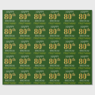 Grünen Sie, Imitat-Gold "GLÜCKLICHER 80. Geschenkpapier