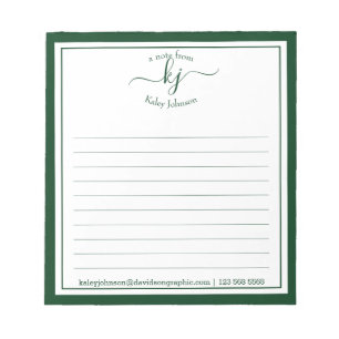 Grünen Skriptnamen aus dem Schreibtisch von Notepa Notizblock