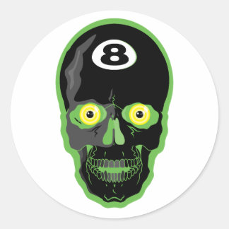 grüner 8-Ball-Schädel Runder Aufkleber