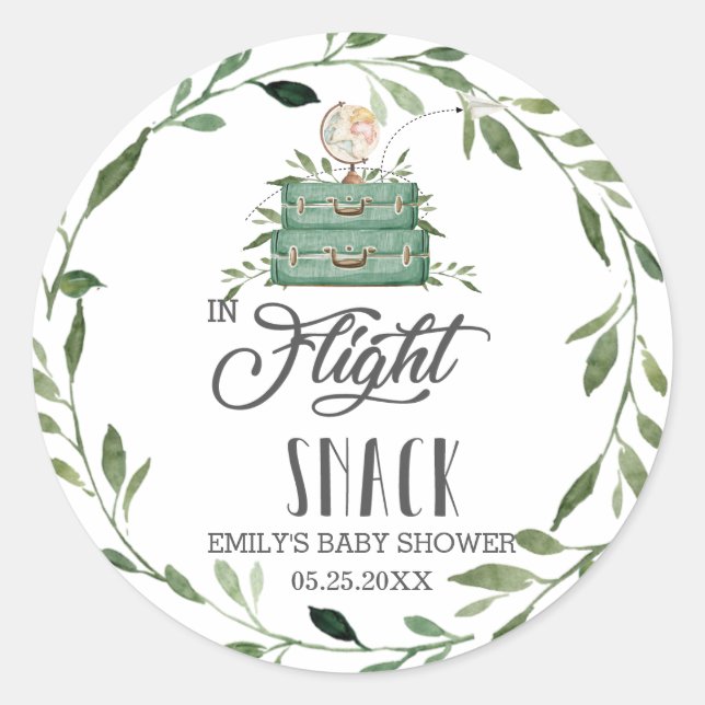 Grüner Abenteuerkoffer im Flight Snack Gefallen Runder Aufkleber (Vorderseite)