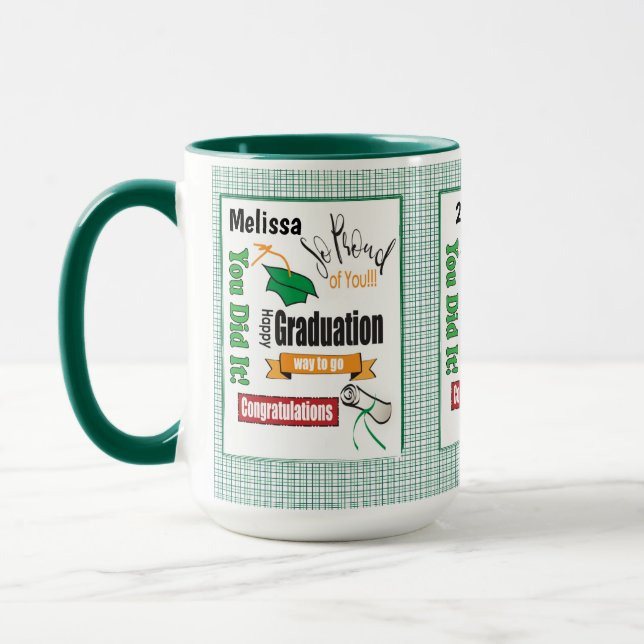 Grüner Abschluss Moderne Typografie Kaffee Tasse (Links)