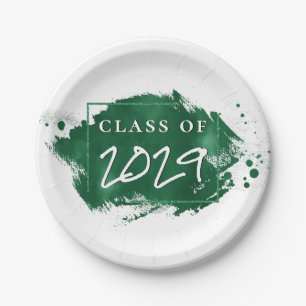 Grüner Abschluss Paint Spritzer Chic Grad Party Pappteller