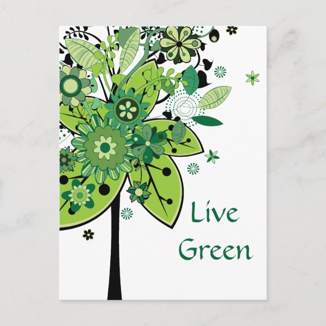 Grüner Abstrakter Baum Postkarte (Vorderseite)