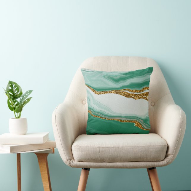 Grüner abstrakter Glitzer Kissen (Stuhl )