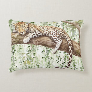Grüner Abstrakter Jungle Leopard Dekokissen
