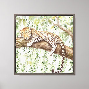 Grüner Abstrakter Jungle Leopard Leinwanddruck