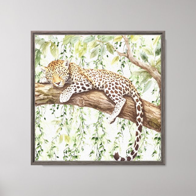 Grüner Abstrakter Jungle Leopard Leinwanddruck (Vorderseite)