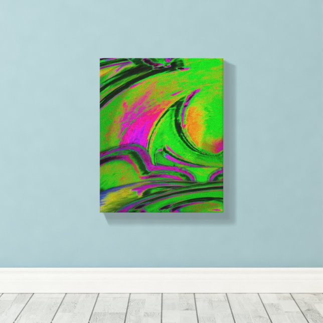 Grüner abstrakter Kunstdruck auf Leinwand  (Insitu (Holzboden))