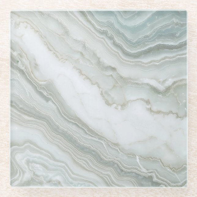 Grüner Abstrakter Marmor Glasuntersetzer (Vorderseite)