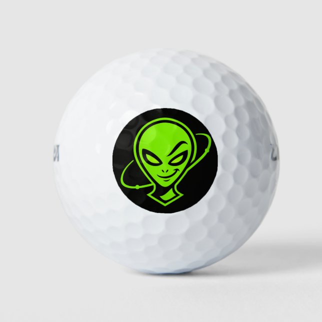 Grüner Alien Good Luck Golfball (Vorderseite)