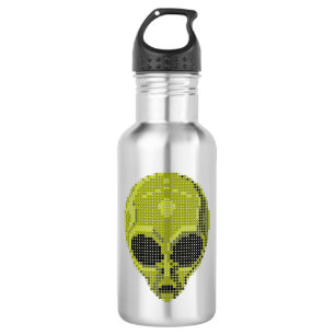Grüner Alien-Kopf individuell gestaltete Wasserfla Edelstahlflasche