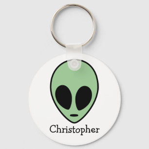 Grüner Alien-Kopf Personalisiert  Schlüsselanhänger