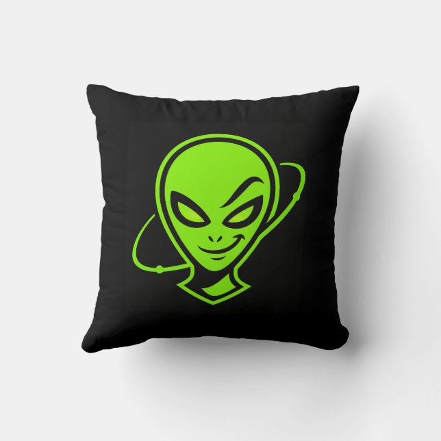 Grüner Alien Viel Glück Kissen (Rückseite)