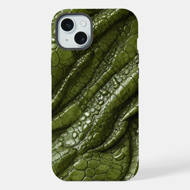 Grüner Alligator Krokodil Drache Schlange Leder iPhone Hülle (Rückseite)
