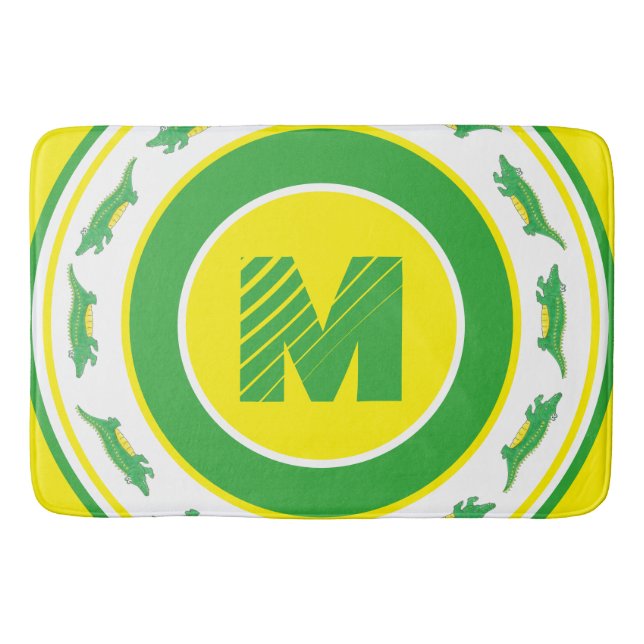 Grüner Alligator Krokodile Gator Initial Badematte (Vorderseite)