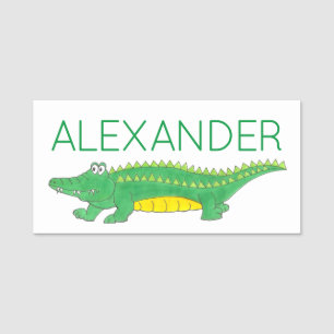 Grüner Alligator Krokodile Reptil Zootier Namensschild