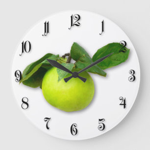 Grüner Apfel Große Wanduhr