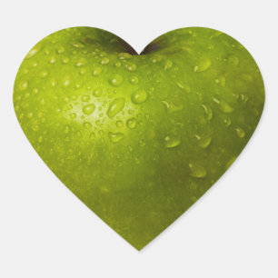 Grüner Apfel Herz-Aufkleber