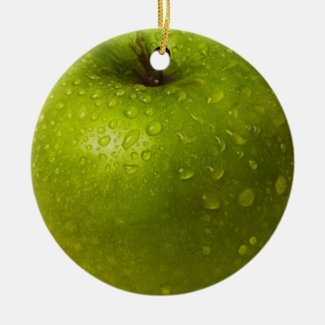 Grüner Apfel Keramikornament (Vorne)