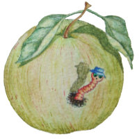 Grüner Apfel mit lustiger Magie in dieser Illustra