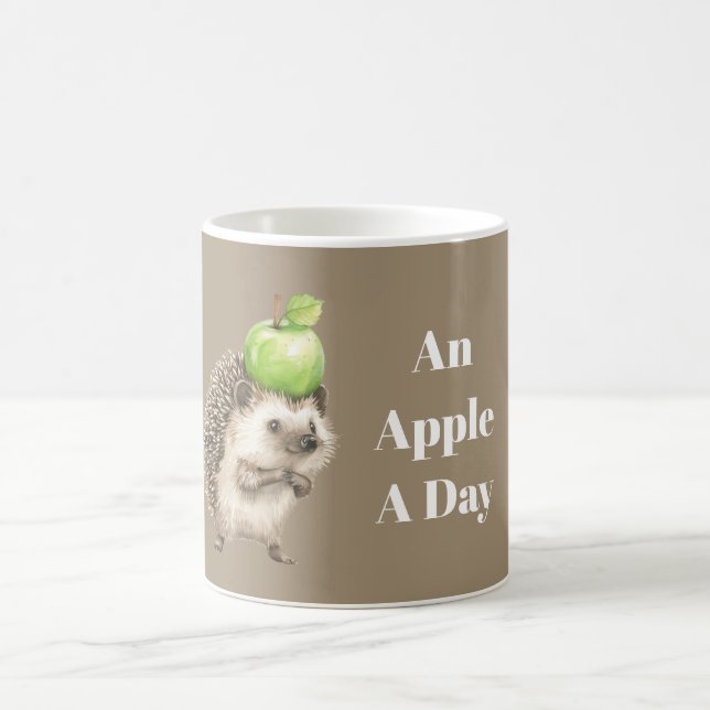 Grüner Apfel pro Tag Igel Kaffeetasse (Mittel)