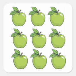 Grüner Apfel Quadratischer Aufkleber