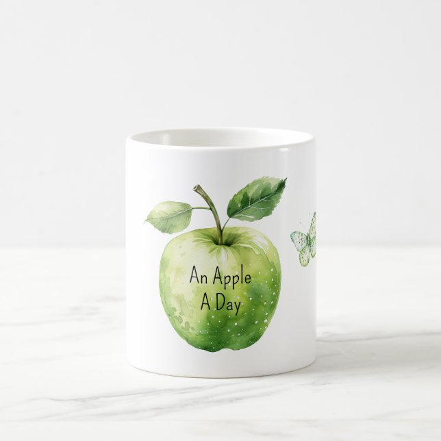 Grüner Apfel Tag Schmetterling Kaffeetasse (Mittel)