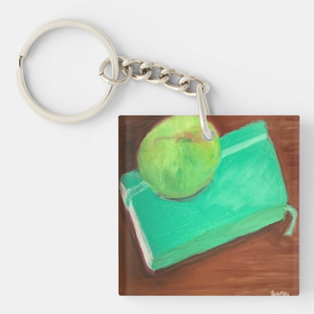 Grüner Apfel und Journal Schlüsselanhänger (Vorderseite)