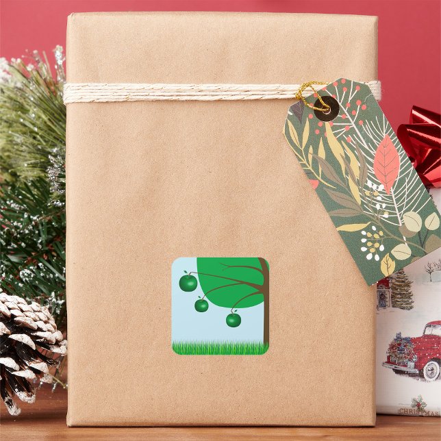 Grüner Apfelbaum Quadratischer Aufkleber (Von Creator hochgeladen)