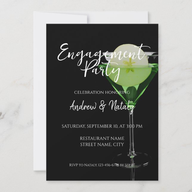 Grüner Apfelsincocktail mit einer Apfelscheibe Einladung (Vorderseite)