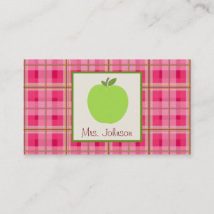 Grüner Apple u. karierte Lehrer-Geschäfts-Karten Visitenkarte