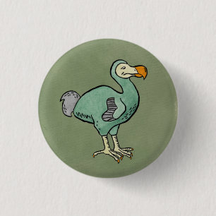 Grüner Aquarelldodo-Vogel mit schwarzer Tinte Button