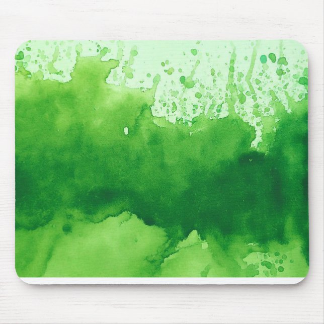 Grüner Aquarellhintergrund; handgemalt Mousepad (Vorne)