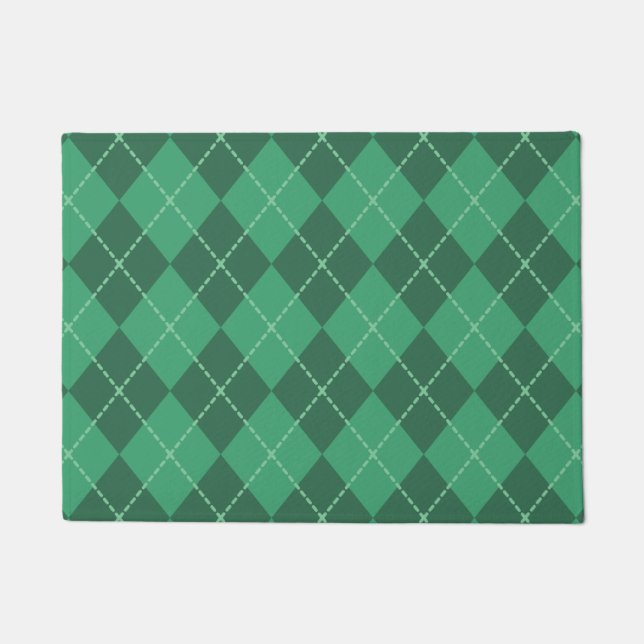 Grüner Argyle-Willkommensfußabtreter Fußmatte (Vorderseite)