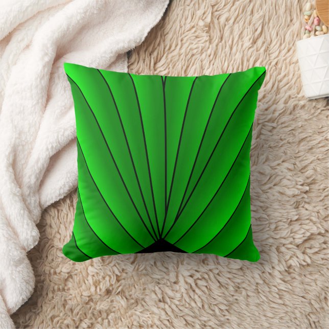 Grüner Art Deco Ventilator Design Kissen (Decke)