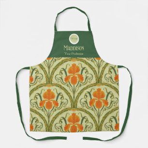 Grüner Art Nouveau Blumen-Arbeitskittel Schürze