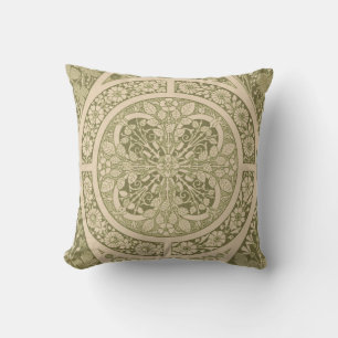 Grüner Art Nouveau Blumendruck im Vintage-Stil Kissen