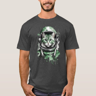 Grüner Astronaut Katzen Splash T-Shirt