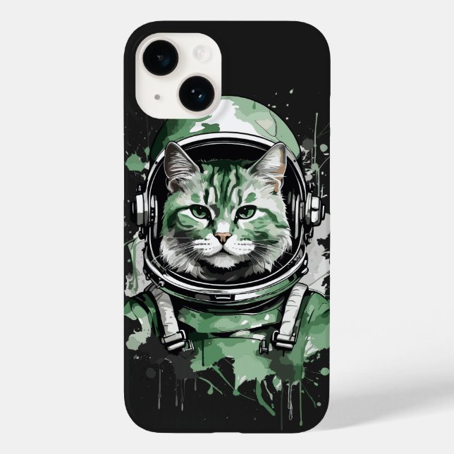 Grüner Astronautenkatze Case-Mate iPhone Hülle (Rückseite)
