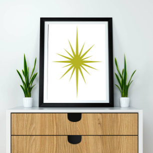 Grüner Atomarer Sternenexplosion Mid-Century-Moder Poster