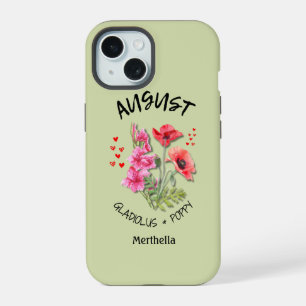 Grüner AUGUST Geburtstag Monat Blume Individuelle iPhone 15 Hülle