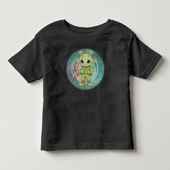 Grüner Außerirdischer Kleinkind T-shirt (Vorderseite)