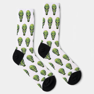 Grüner Außerirdischer Kopf Socken