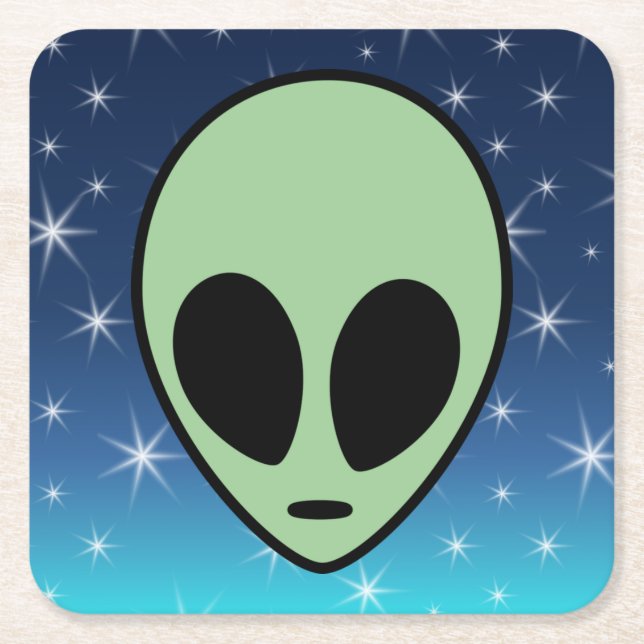Grüner Außerirdischer Rechteckiger Pappuntersetzer (Vorderseite)