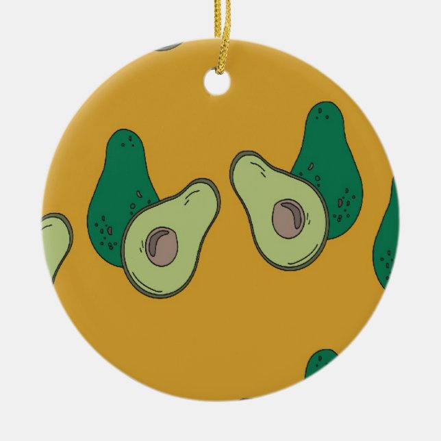 Grüner Avocado auf braun Keramik Ornament (Vorne)
