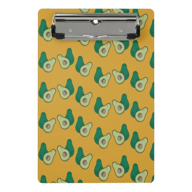 Grüner Avocado auf braun Mini Klemmbrett (Vorderseite)
