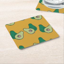 Grüner Avocado auf braun Rechteckiger Pappuntersetzer