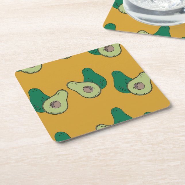 Grüner Avocado auf braun Rechteckiger Pappuntersetzer (angewinkelt)