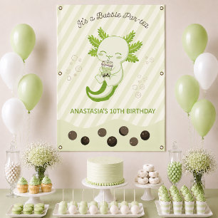 Grüner Axolotl Bubble Boba Tee Geburtstagsfeier Banner