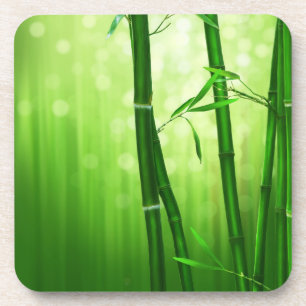 Grüner Bambus mit blassfarbenen Bokeh-Lichtern hin Untersetzer